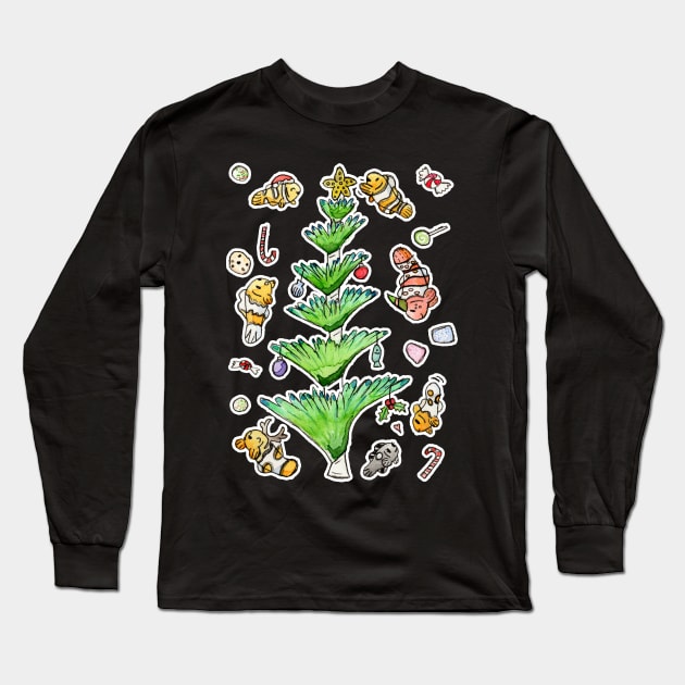 Festive Clownfish and a christmas tree (worm) Long Sleeve T-Shirt by narwhalwall